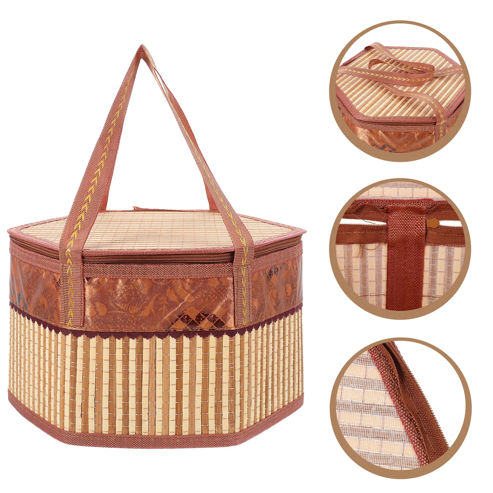 

Hair Crab Gift Basket Bamboo Woven Retro Color Portable Handheld Storage Snack Picnic Basket Festival Fruit Wrapping Container
