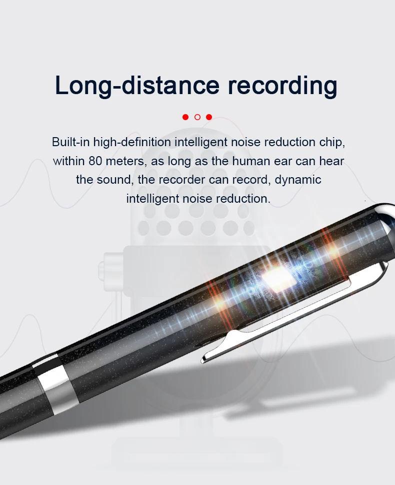 versteckt Spion Mini Voice Recorder Stift Digitale Aufnahme Hören Gerät Sound Professionelle Diktiergerät Audio Micro Kleine MP3 Player Silber – Detail 4