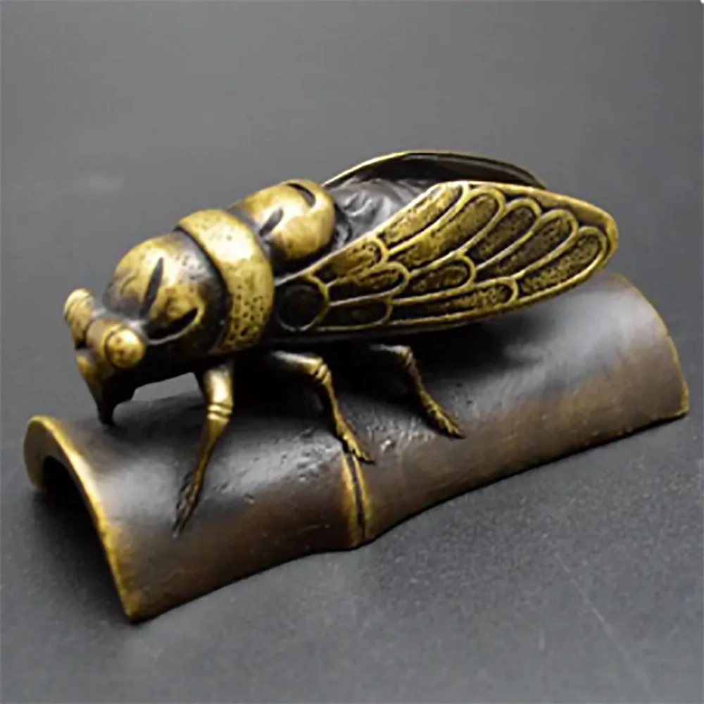 

Copper Statue Antique pure brass cicada copper cicada scorpion cicada zhenchi Paperweight study office crafts ornaments