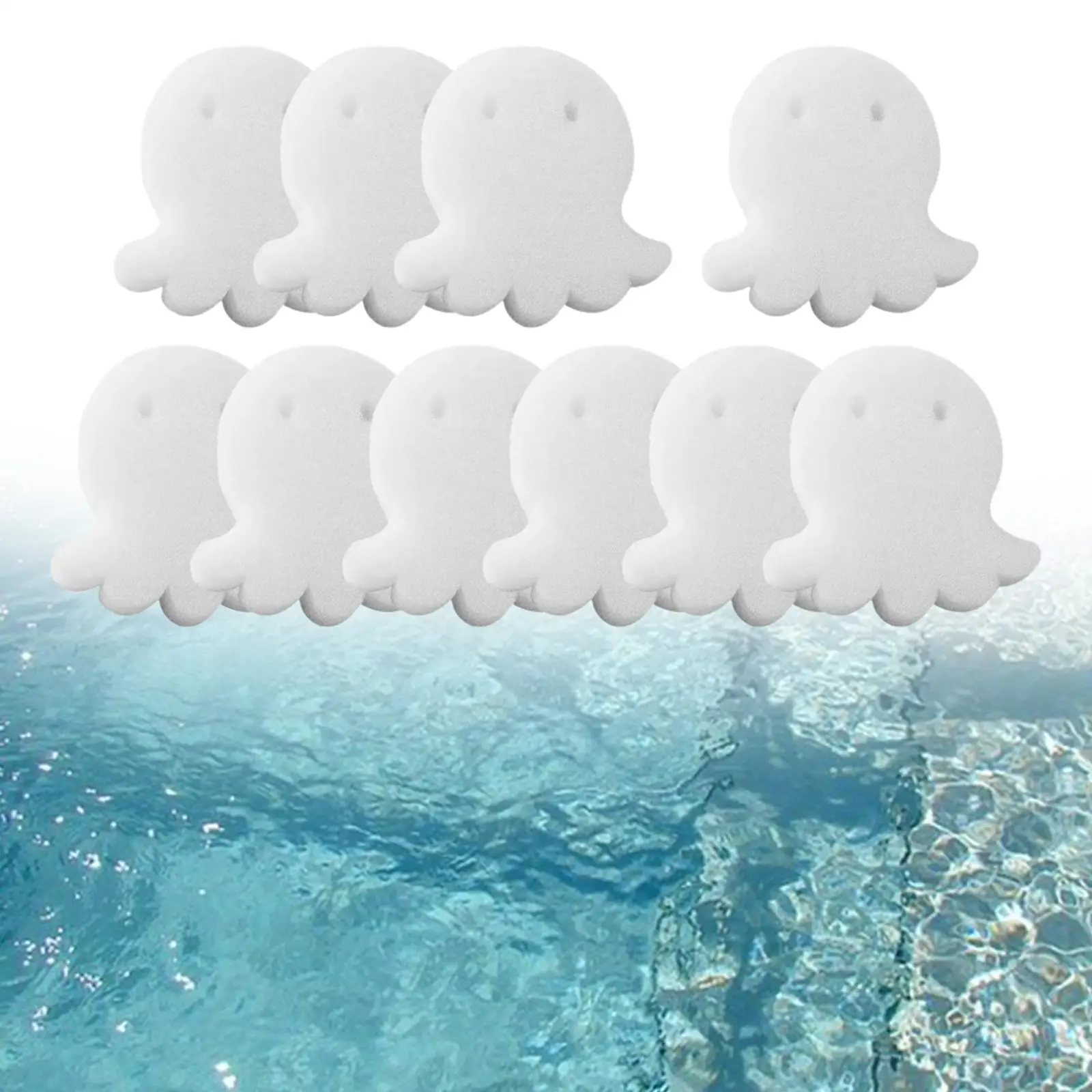 10Pcs Oil Absorbing Spong Accessories Cartoon Oil Absorption Washable Filter Scum Sponge for Swimming Pool Bathtub White