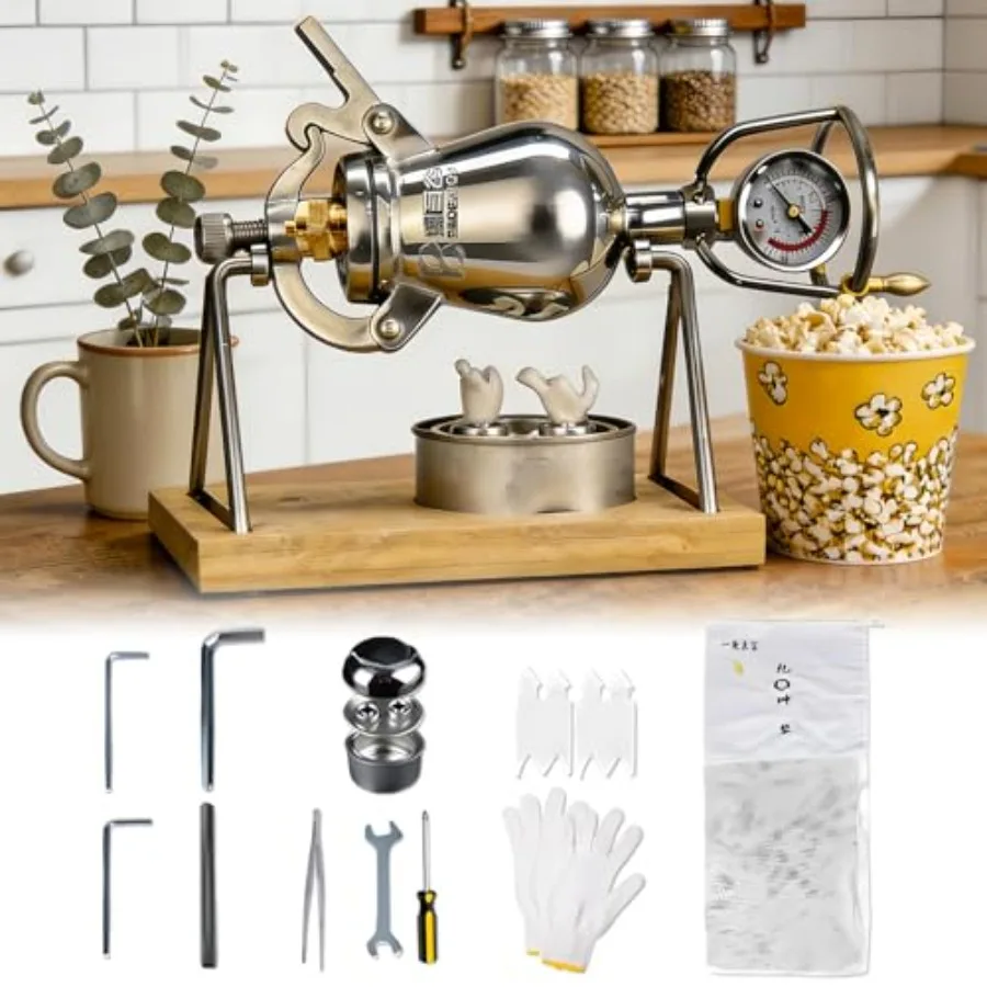 

Chinese Popcorn Maker High Pressure Popper with Valve Stainless Steel Hand Popcorn Cannon 260ml for Home Party Large Capacity Y