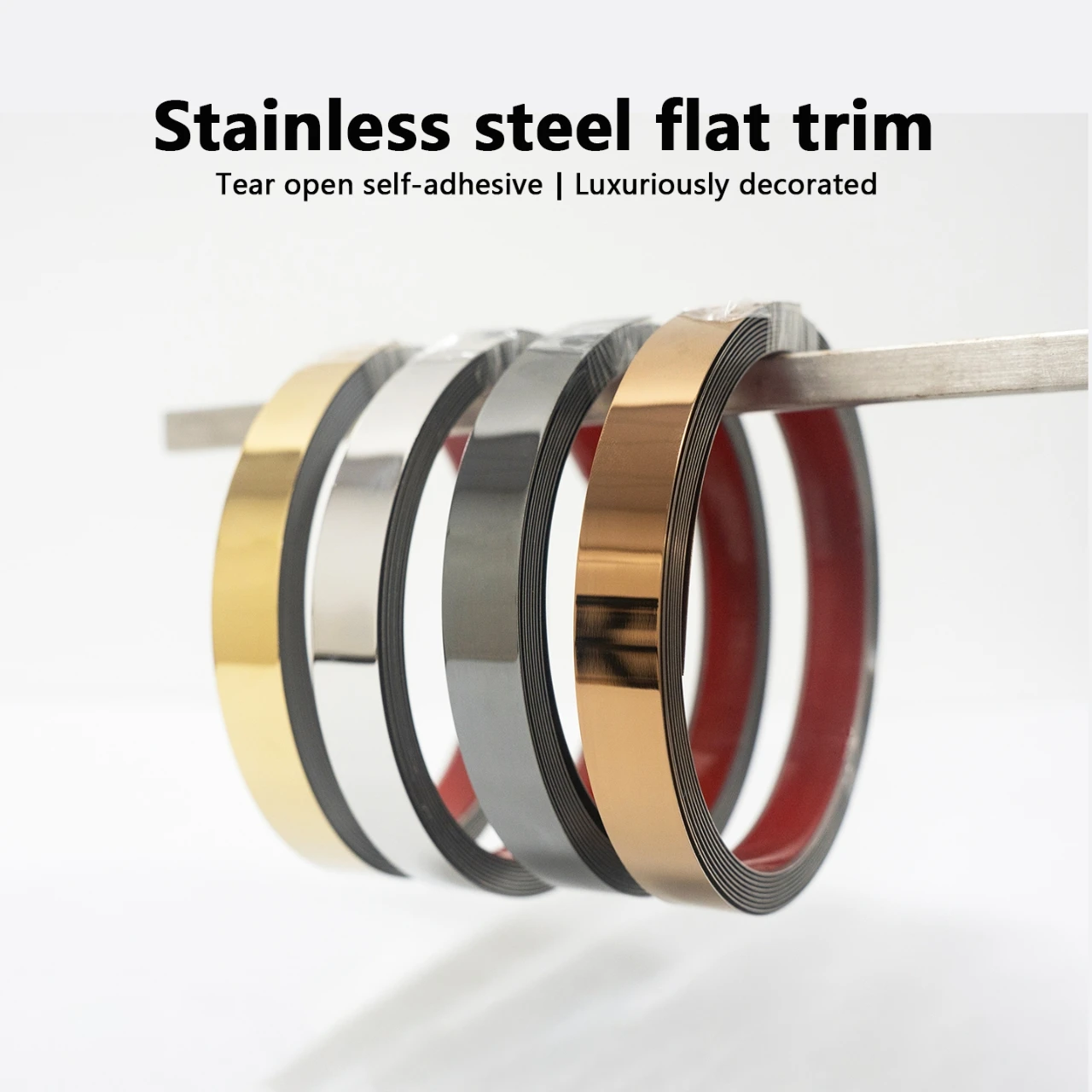 118.11 inch long stainless steel strip, shiny metal material, decorative for home doors, windows, ceilings, easy to install