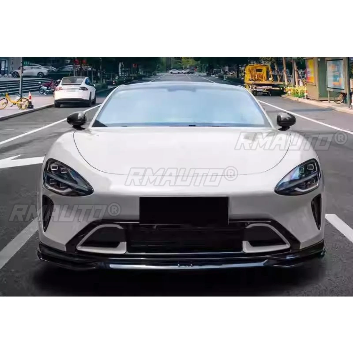 المصد الأمامي للسيارة سبويلر الشفاه الناشر الفاصل الأسود اللامع تعديل جزء لملحقات السيارة Xiaomi Su7