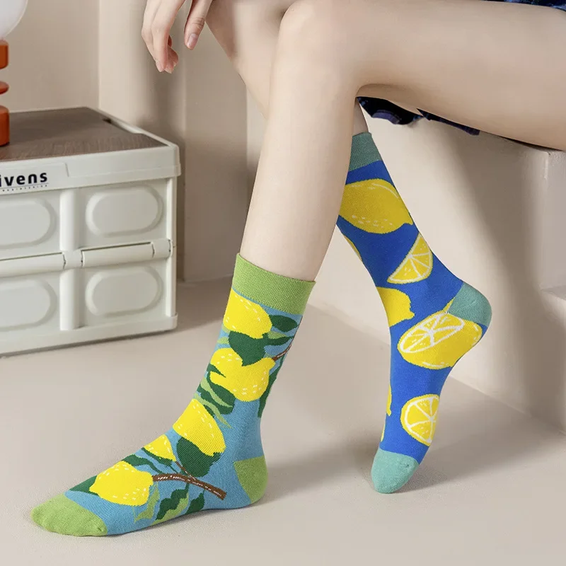 Calzini AB nuovi calzini da coppia calzini in cotone pettinato con cuciture a mano Creative Cartoon Long Tube Cotton Socks