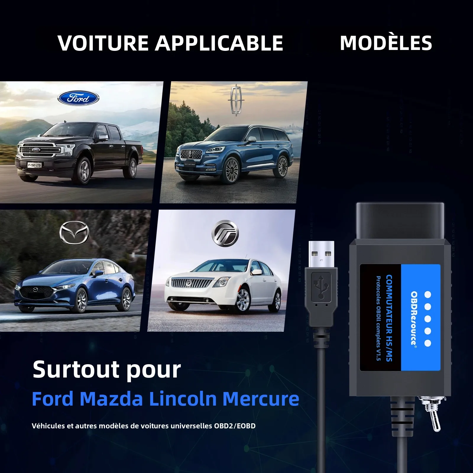 Image 4: ELM327 Forscan pour Ford V1.5 Forscan PIC18F25K80 puce OBD2 Scanner lecteur de Code programmation avec commutateur HS/MS adaptateur USB CH340
