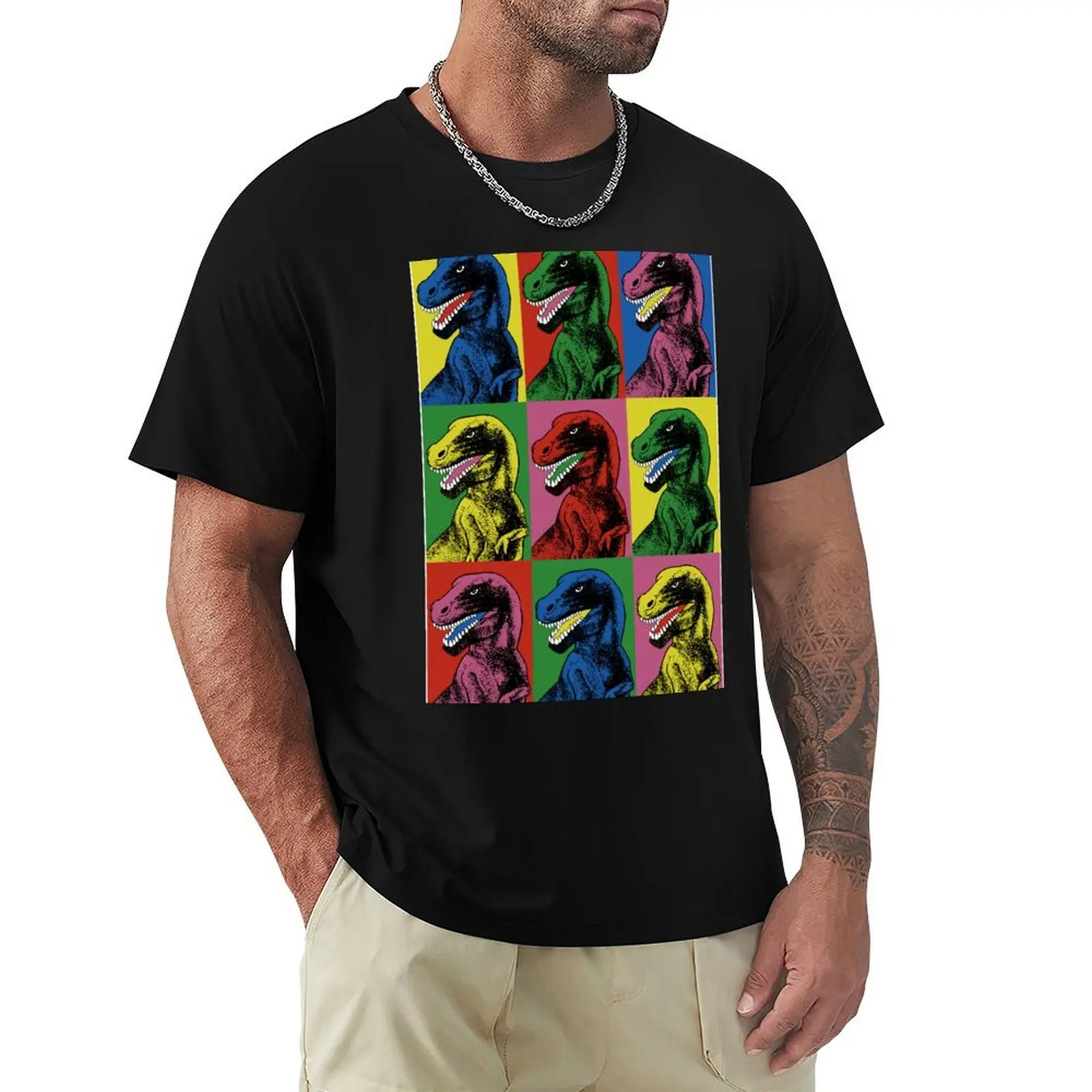 Camiseta Dinosaur Pop Art, camiseta de manga corta para trabajo