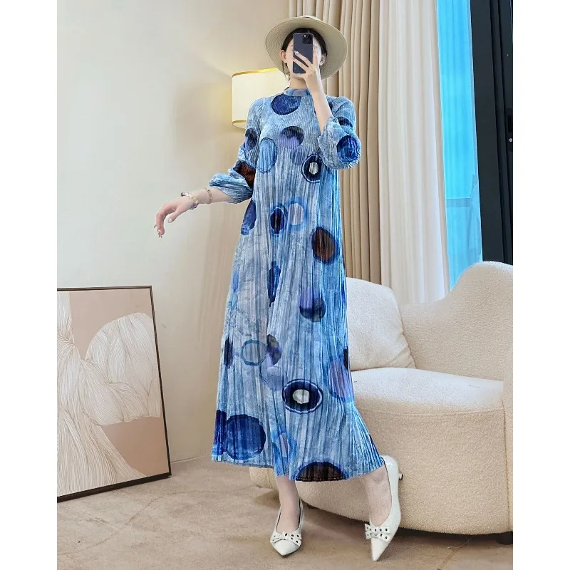 Miyake Herbst Neue Damen Plissee Kleider Lose Große Größe Stretch Casual Nahen Osten Ballkleider Formelle Anlässe Tragen