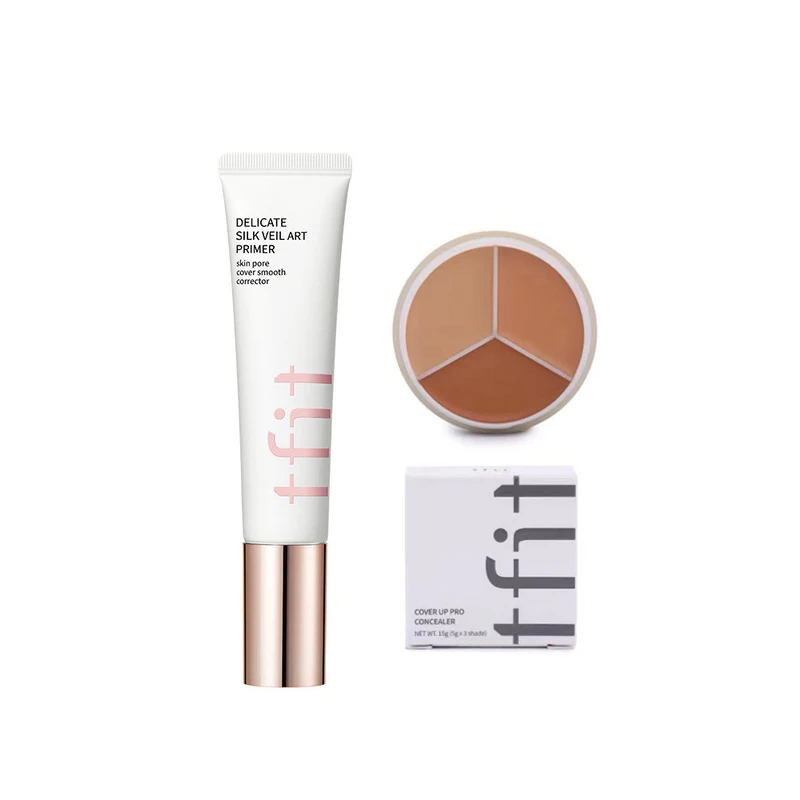 

Korea TFIT Makeup Base Face Primer 3-color Concealer Palette Invisible Pore Light Oil-Free skin cover smooth Foundation Cosmetic