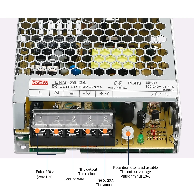 MZMW LRS75 Switching Power Supply AC110 220V 75W Single Output DC 5V 12V 15V 24V 36V 48V LRS-75-5 LRS-75-12 LRS-75-24