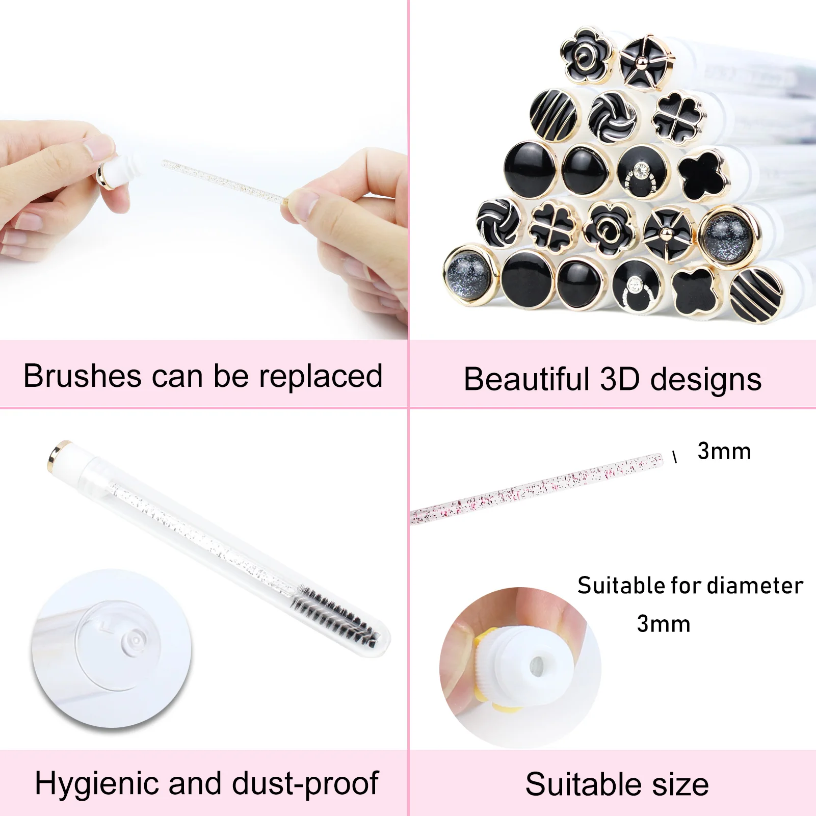 Varinhas de rímel tubo 20 pçs reutilizáveis chicote carretéis tubo preto escova de cílios tubos carretéis lash extensão escovas aplicador