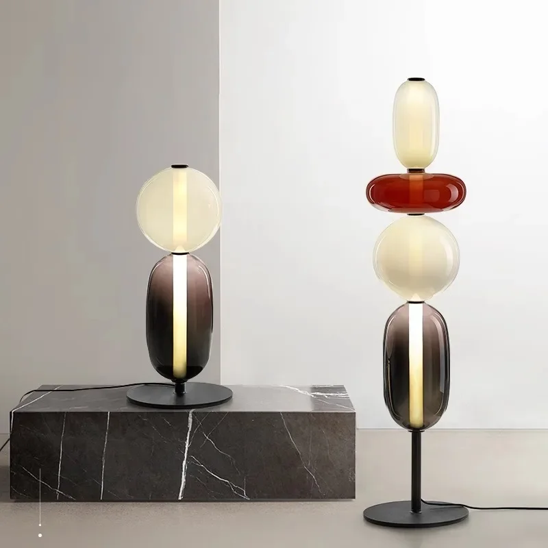 Nordic Candy Glass Led Floor Lamp Colored LED Light Living Room Restaurant Coffee Tables Bedroom Stand Home Decor Lighting