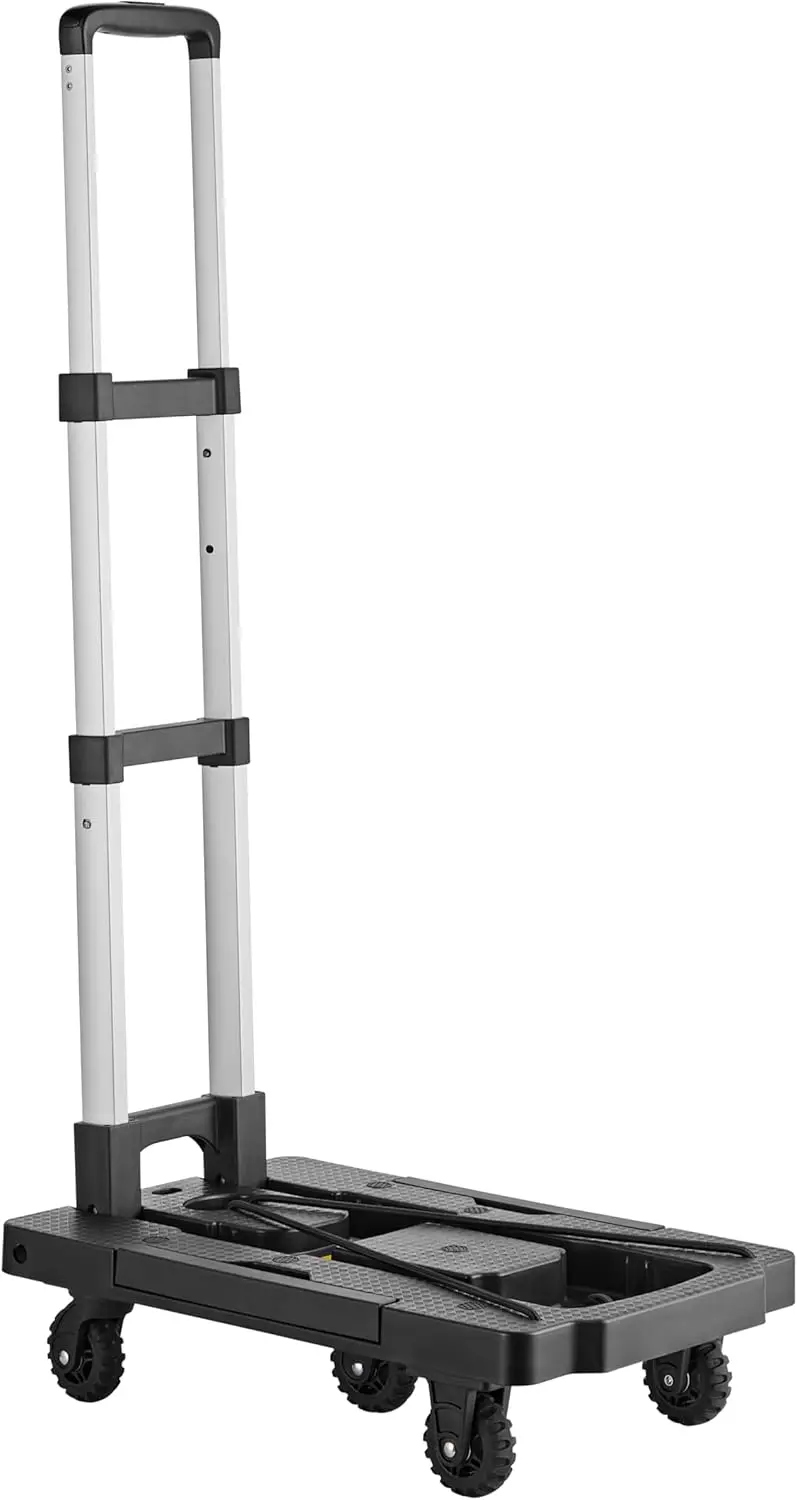 

Ultra-Lite Folding Cart, Large 250 Pound Capacity, Adjustable Folding Handle, 2.6W X 4.1H X 19.3D, 5 Caster Wheels, Includes 2 B