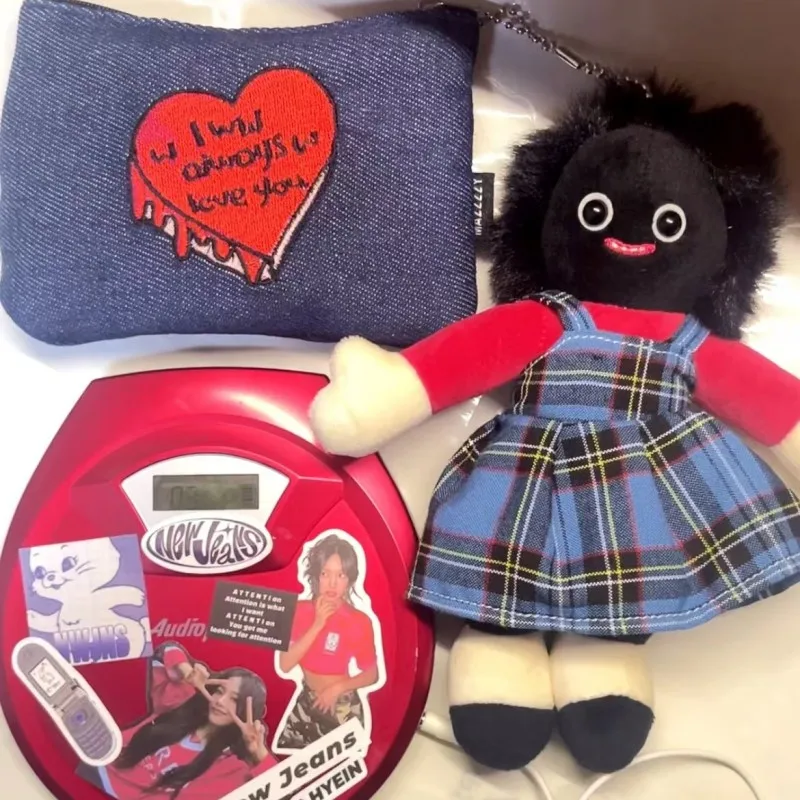 18cm Cute Black Face Doll Plush Keychain Pendant Soft Stuffed Animal Charm Kawaii Bag Accessories Gift for Girls Women Birthday