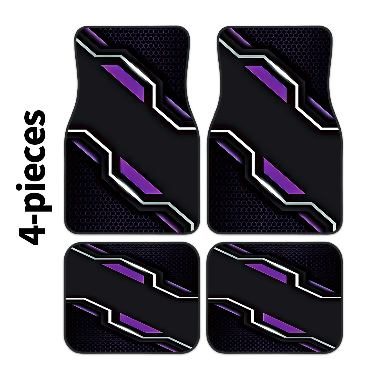 2D, 4pcs High-End Technology Line Pattern Printed Car Mats - Easy To Clean And Maintain, Suitable For Decoration And Protection