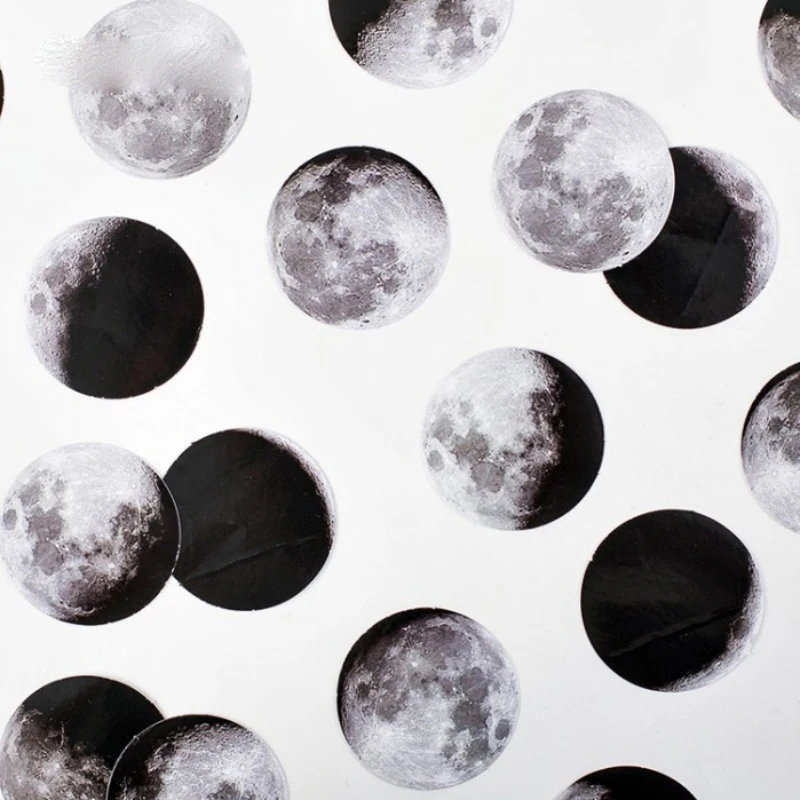45Pcs Month Phase Theme Mini Box Stickers Album Magazine Card Decoration Student Supplies Handmade DIY Decoration Collage