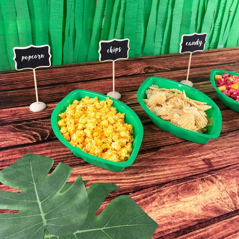 6/12pcs Hawaiian Palm Leaf Plate Snack Food Candy Tray Kids Jungle Safari Birthday Supplies Tropical Luau Summer Party Decor