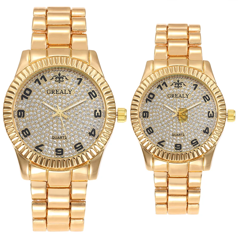 مجموعة الأرقام العربية ساعة نسائية زوجين عارضة أزياء رجال الأعمال كوارتز ساعة