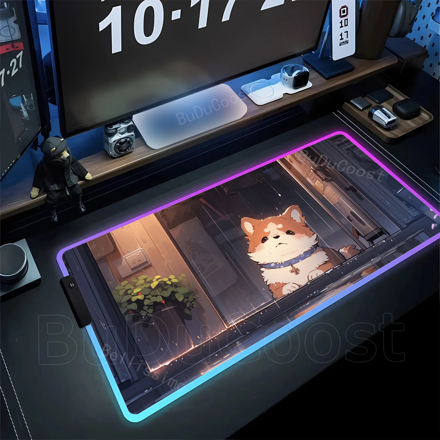 

RGB Puppy Gamer HD Printing Mousepad Dog Cute Large Gaming Mousepad Rubber Mouse Pad Kawaii Non-Slip Desk Mat Game Keyboard Pads