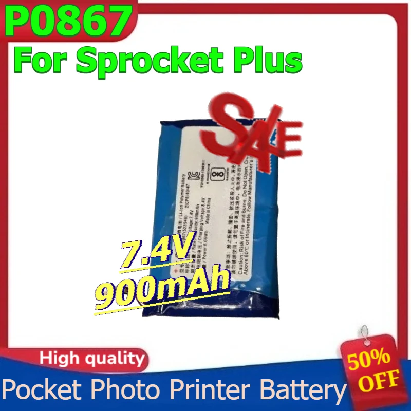 

P0867 523946 New Replacement Battery for Sprocket Plus Battery Pocket Photo Printer Batteries 7.4V 900mAh