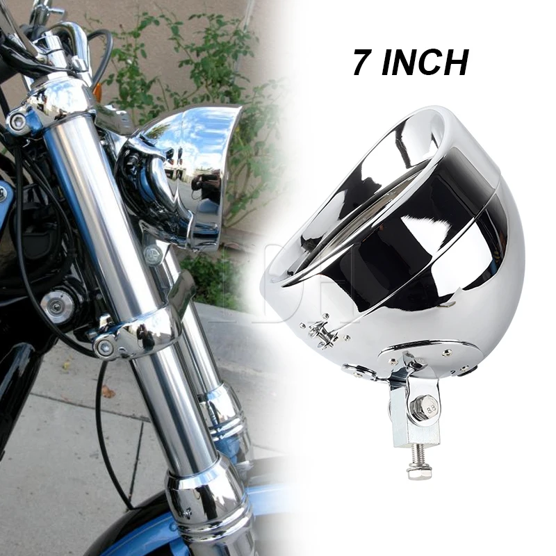 

Chrome Motorcycles Headlight Bucket For Harley Sportster Softail Cruiser Cafe Racer Bobber Old School Custom Lighthouse Housing