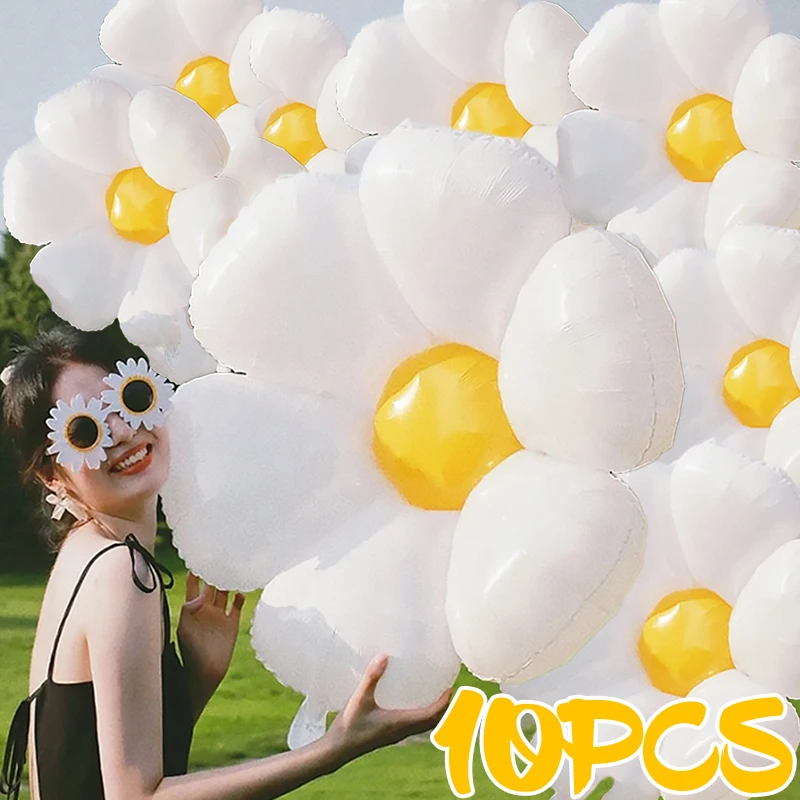 S/M/L White Daisy Flower Balloon Large Sunflower Foil Balloons Helium Balls Kids Birthday Party Baby Shower Decoration Supplies