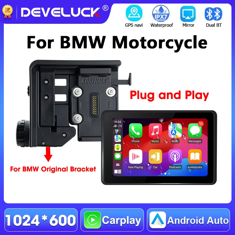 Für BMW R1200GS R1250GS F800 F900 S1000XR Motorrad GPS-Navigation Kabelloses CarPlay Android Auto Moto Monitor IPX7 Wasserdicht
