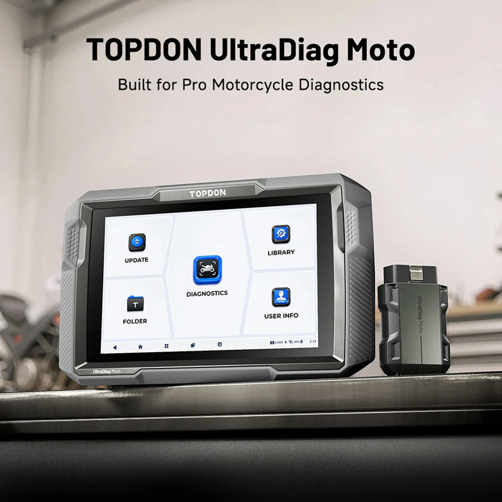 TOPDON Ultradiag MOTO Bluetooth Motorcycle Scan Tool for 80+ Motorcycle Makers Supports 40 Special Functions 1 Year Free Update