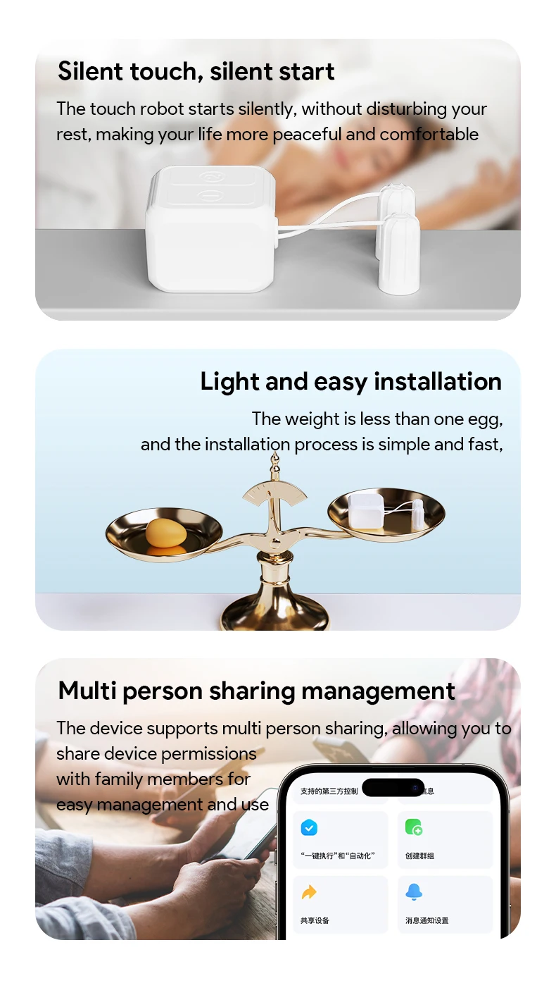 Kabelloser BLE-Touch-Schalter Fingerbot-Roboter für Touchscreens, kompatibel mit Tuya Smart Life, Fernbedienung, Alexa, Google Home Sprachassistent – Detail 11