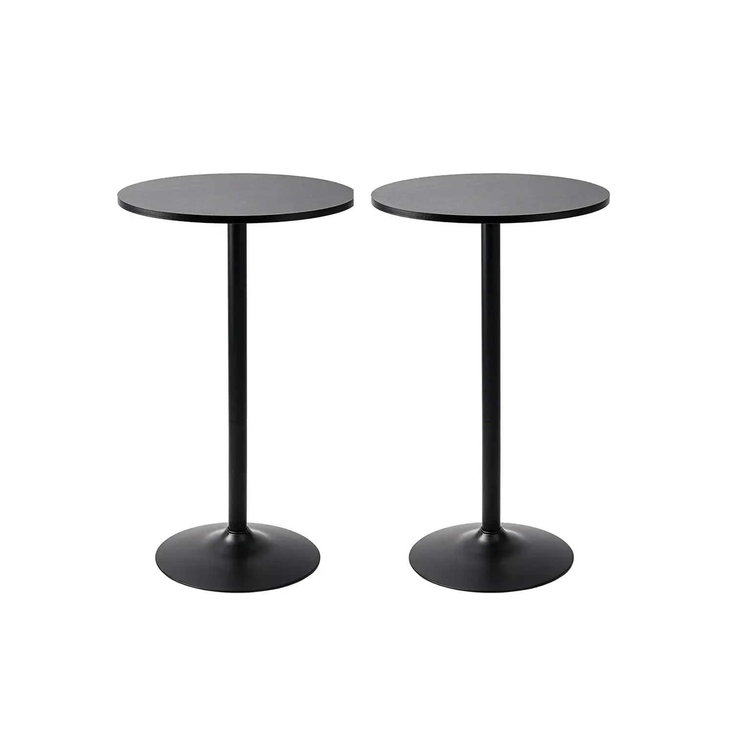 2 Pack Round Bar and Pub Table, Black，Modern and classic look, perfect for cocktail hour, parties, small social gatherings