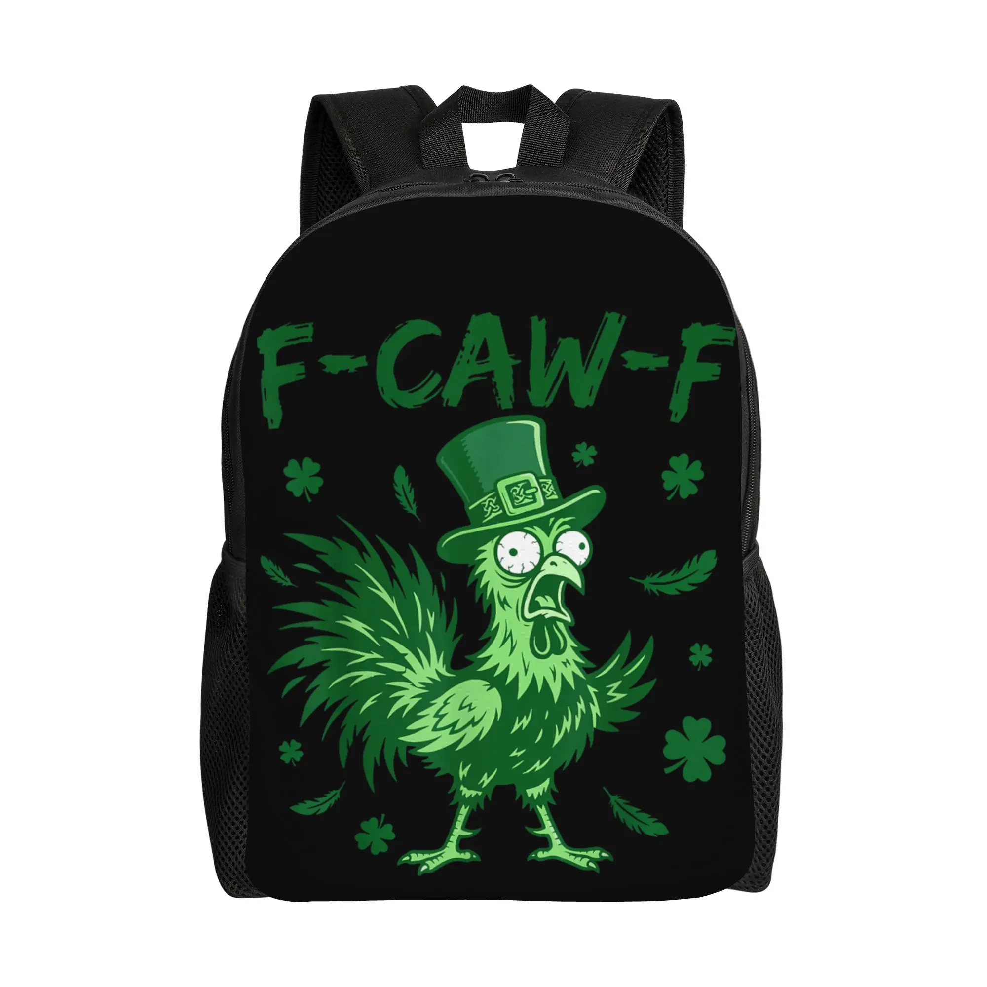 

F-Caw-F Funny St Patrick's Day Rooster Chicken FCAWF Meme Backpack Camping Backpacks Boy Girl Leisure School Bags Big Rucksack