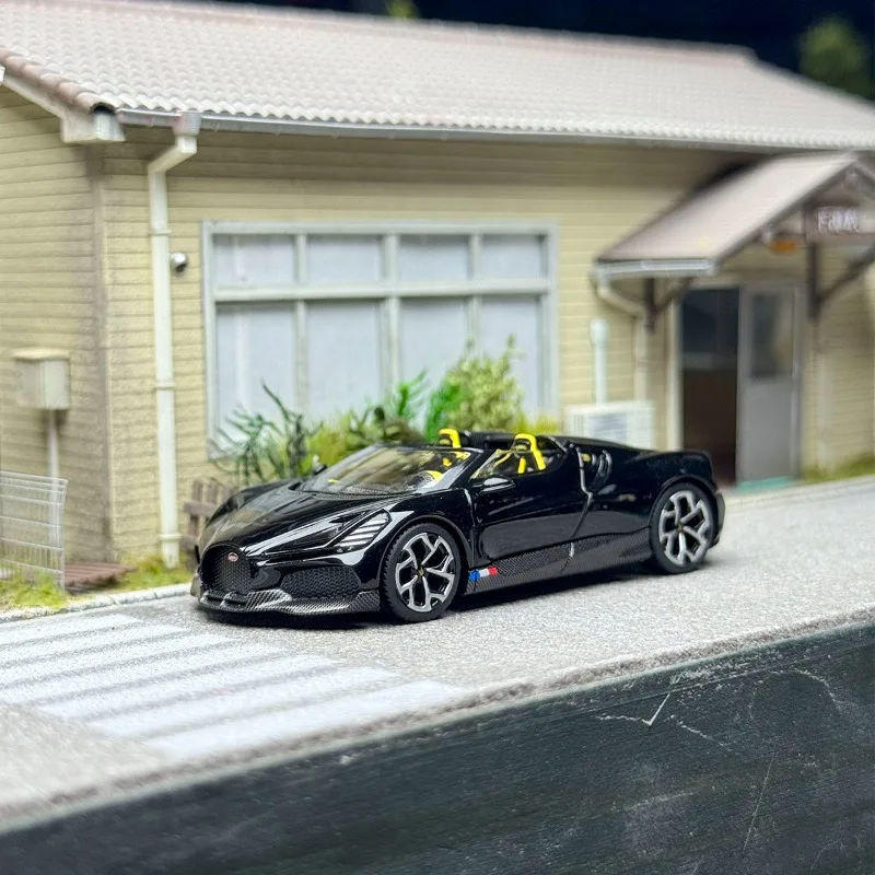 MINI GT 1:64 # Model samochodu Bugatti W16 Mistral, symulacja, stop metalu, prezent na festiwal dla chłopców, zabawka, ozdoba kolekcjonerska dla dorosłych.