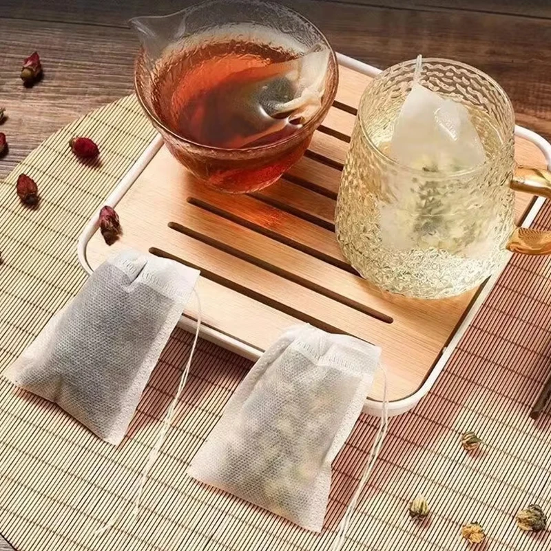 Bolsitas de Té Desechables de Tela No Tejida con Cordón, Bolsitas Infusoras de Papel Vacías para Preparar Té de Hojas Sueltas