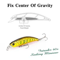 TSURINOYA 60S Sinking Minnow Fishing Lure 60mm 6.5g Range 0.4-0.8m Artificial Hard Baits Trout Pike Bass Stream Jerkbait Wobbler