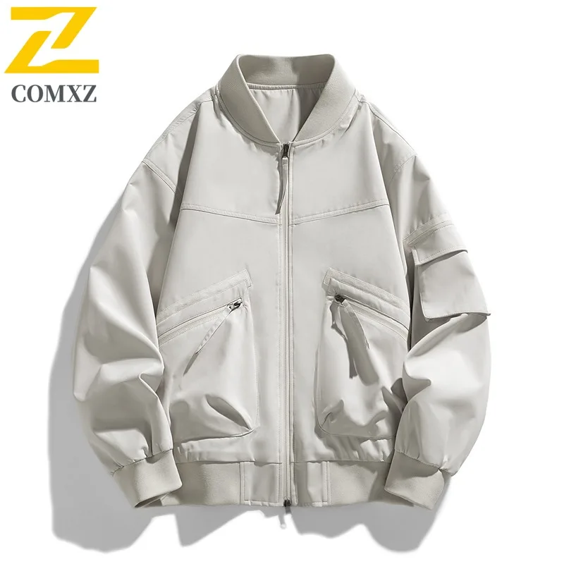 

COMXZ Flight Jacket Men Spring Autumn Fashion Loose Mens American Trend Casual Workwear Baseball Jacket lightweight windbreaker