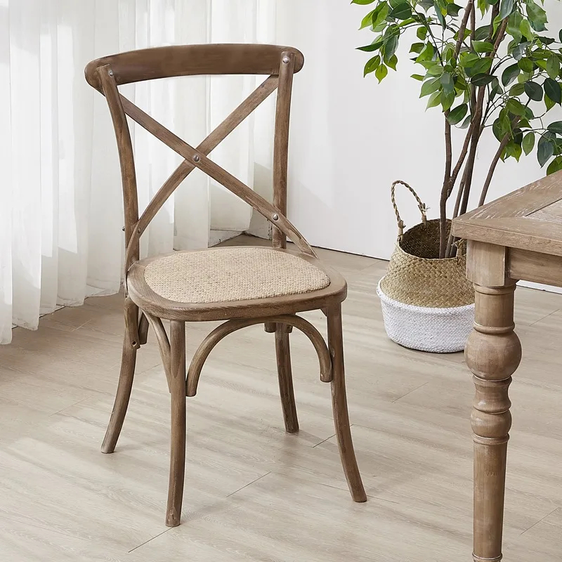 

Скандинавский американский обеденный стул из цельного дерева из ротанга, домашняя спинка в стиле ретро, простой обеденный стол из бревна, стул для отдыха, ресторана, вилка, Stoelen