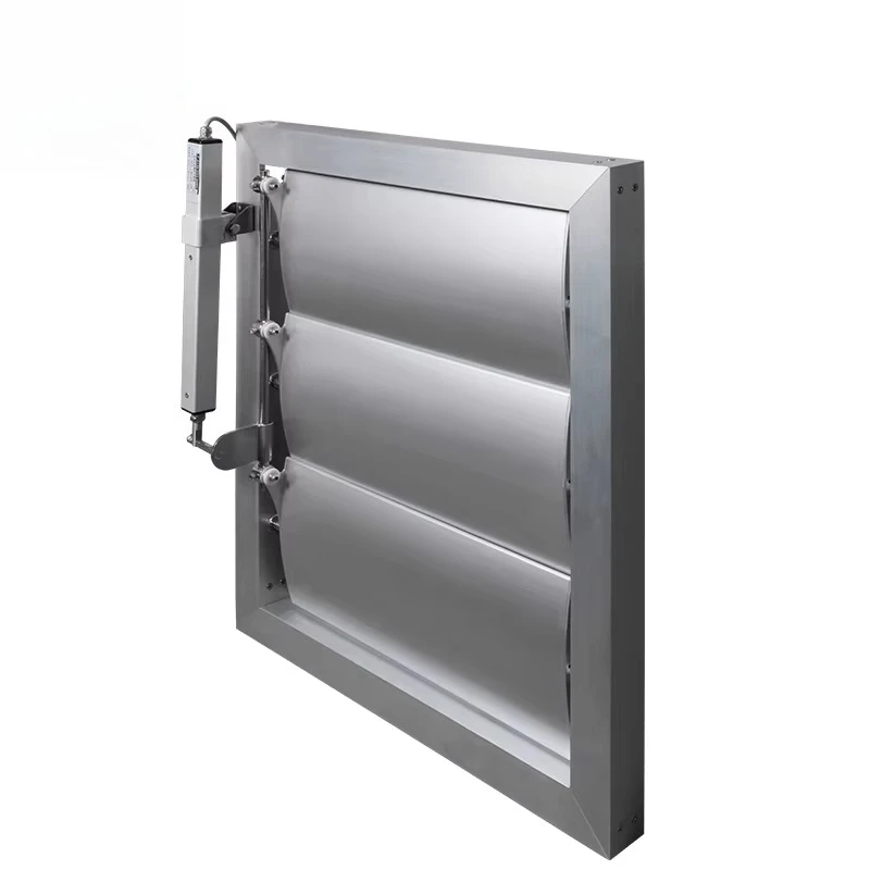 Motorized Outdoor Sunshade Aerofoil Louver 100mm-300mm Aluminum Blades Electric Horizontal Opening Pattern for Exterior Air Vent