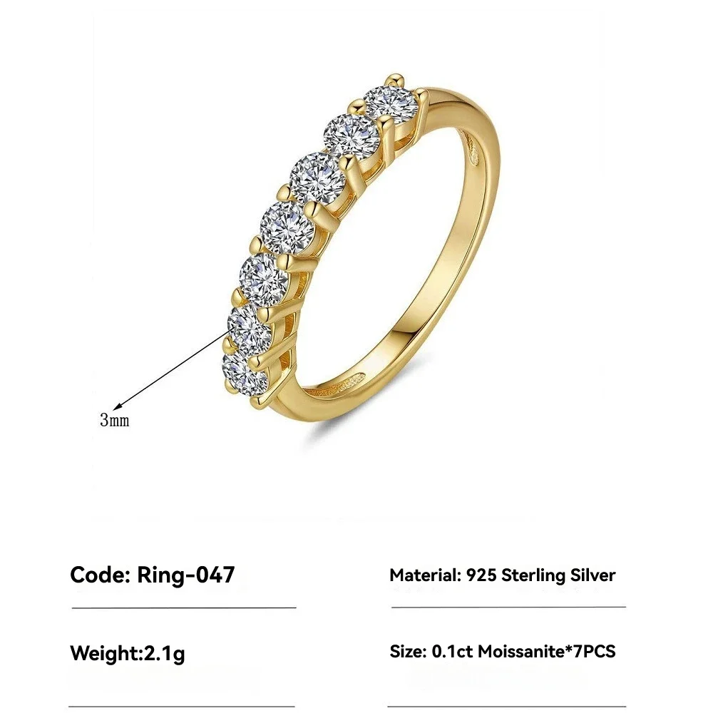

Luxury D Color Shiny Full Moissanite Women's Ring -Gold Plated Wedding Band Party & Bridal Engagement Ring Jewelry Gift