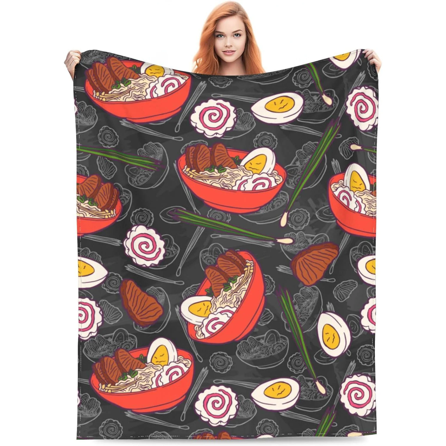 

Noodle BlanketThrow Retro Food Blankets Ramen Lover Gifts Soft Cozy Flannel for Couch for Adults Kids Ramen Decoration