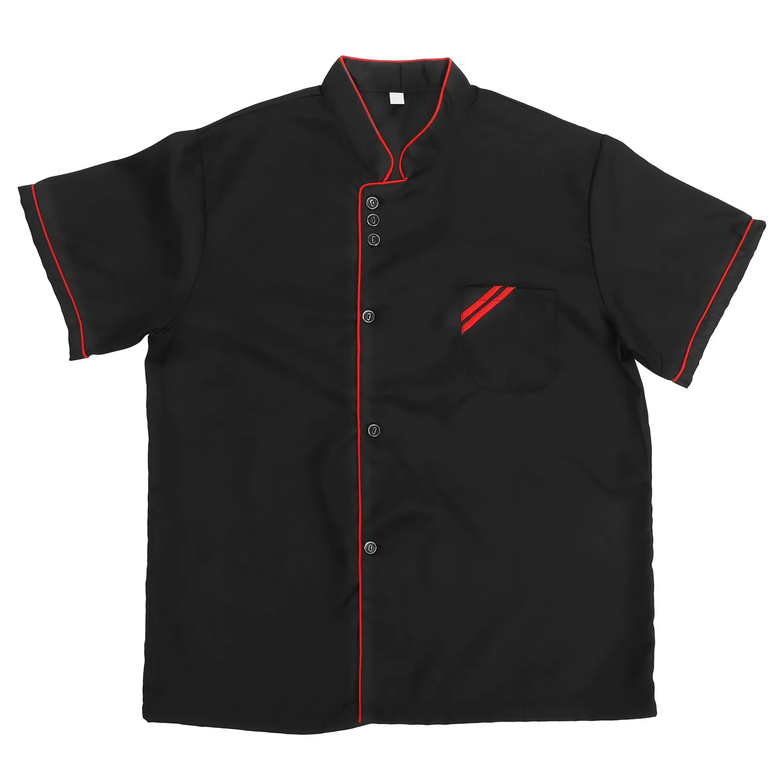 

Unisex Short Sleeve Black Chef Shirt for Catering Restaurant Hotel Workwear Breathable Oil Proof Casual Loose Chef Coat