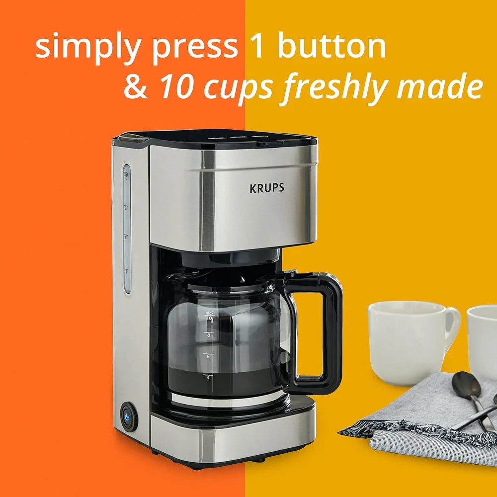 Simply Brew: Stainless Steel 10 Cup Coffee Maker,Dishwasher Safe Coffee Pot with Cold Brew, Pause & Brew,and Keep Warm Functions