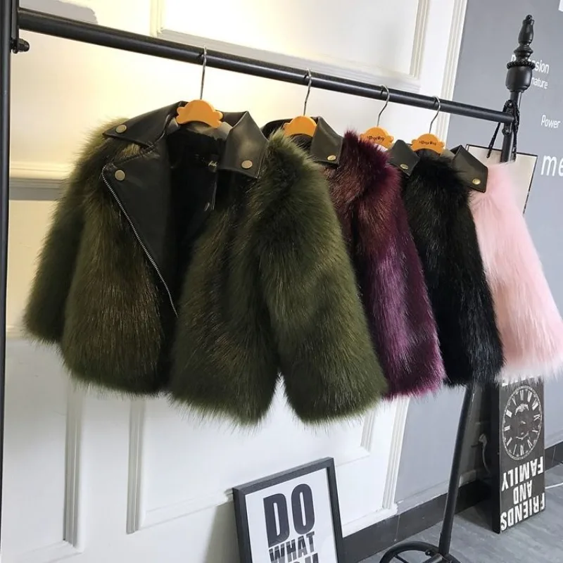 

New Outerwear Fox-like Fur Women's Coat Fashionable Short Suit Collar Motorcycle Coat Copy Fur and Leather Integrated Outcoat