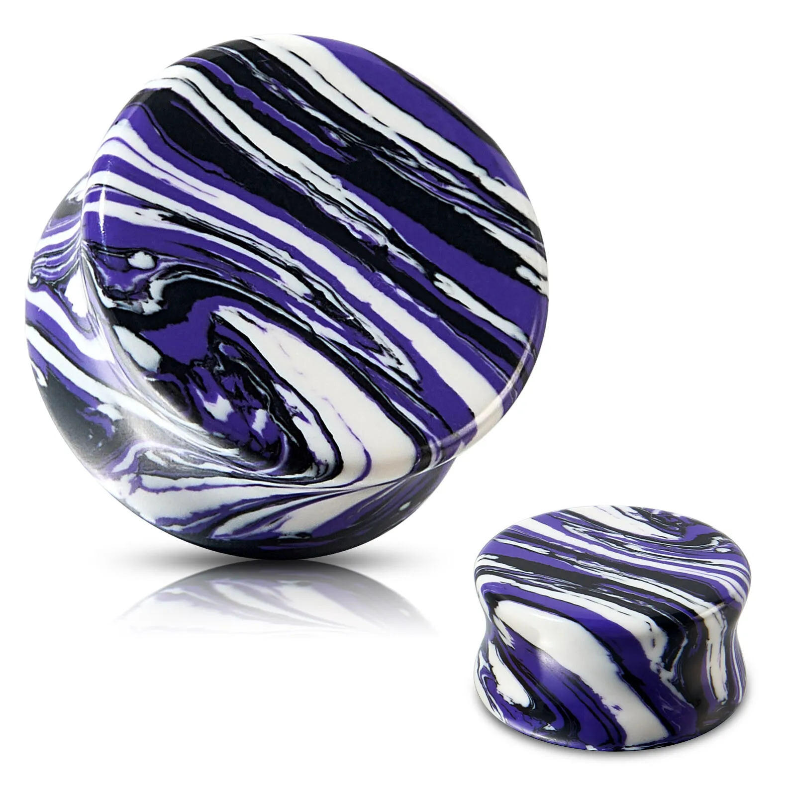 1 زوج أبيض أسود أرجواني مزيج اللون حجر الأذن مقاييس السرج الأذن المقابس مزدوجة متوهج اللحم الأنفاق ثقب المجوهرات #1