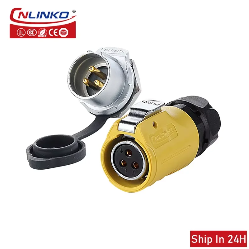 Cnlinko LP20 M20 Waterproof Electric Wire Connector 2/3/4 Pin 500V 20A Plastic Power Plug Socket for Electrical Wiring