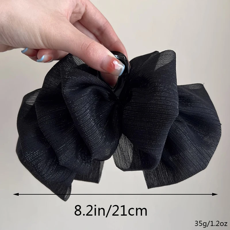 1PCS Fashion Grace Chiffon Lace Extra large Bow Hair Claws For Women Girls Party Ponytail Hair Claw Hair Accessories