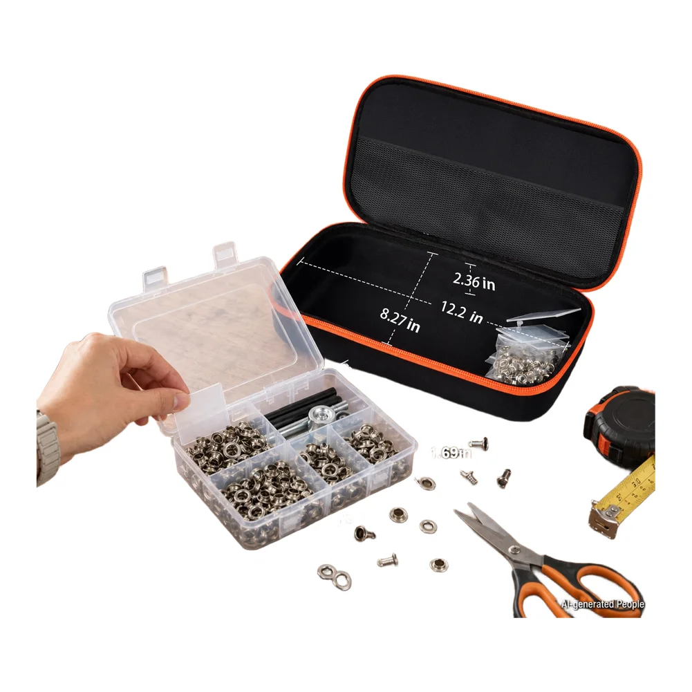 Hard Plastic For Tool Box With Removable Dividers & Mesh Pockets - Compact Storage Case For Hardware, Screws, And Dies