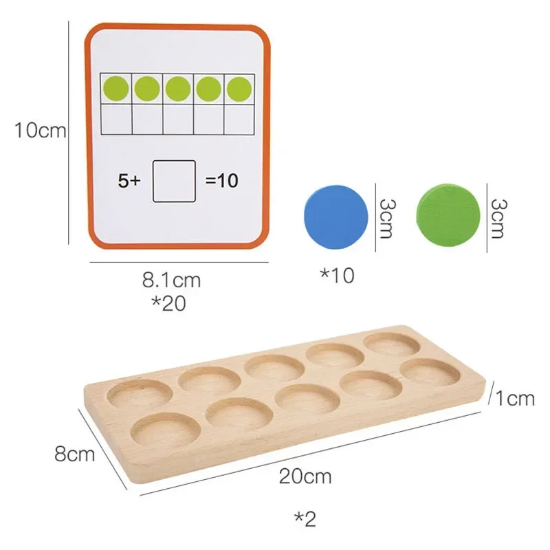 Giocattoli matematici Montessori a dieci telai in legno bambini in età prescolare contatori di rilevamento del numero di matematica illuminazione bambini giochi educativi precoci