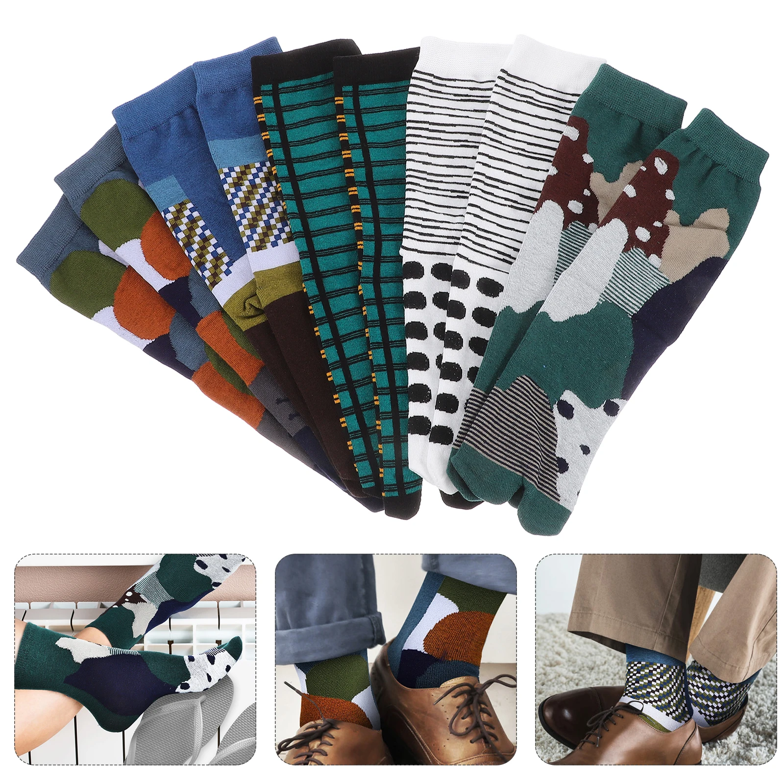 5pcs Japanese Style Split Toe Cotton Breathable Comfortable Summer Socks For Daily Wear Two Toe Design Durable Socks For Men