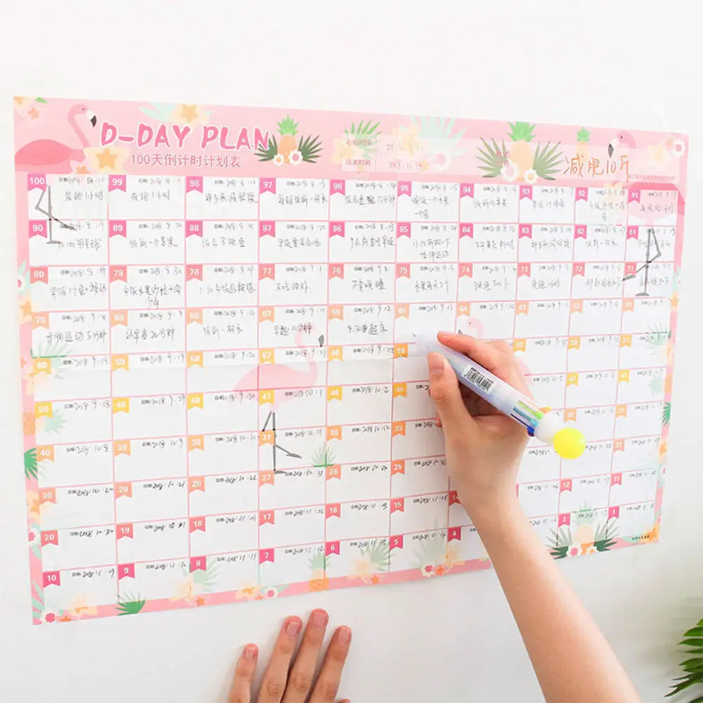 

100 Day Planner 100 Day Countdown Planner Schedule Wall Hanging Calendar To Do List Agenda Schedule Check List Self-Discipline