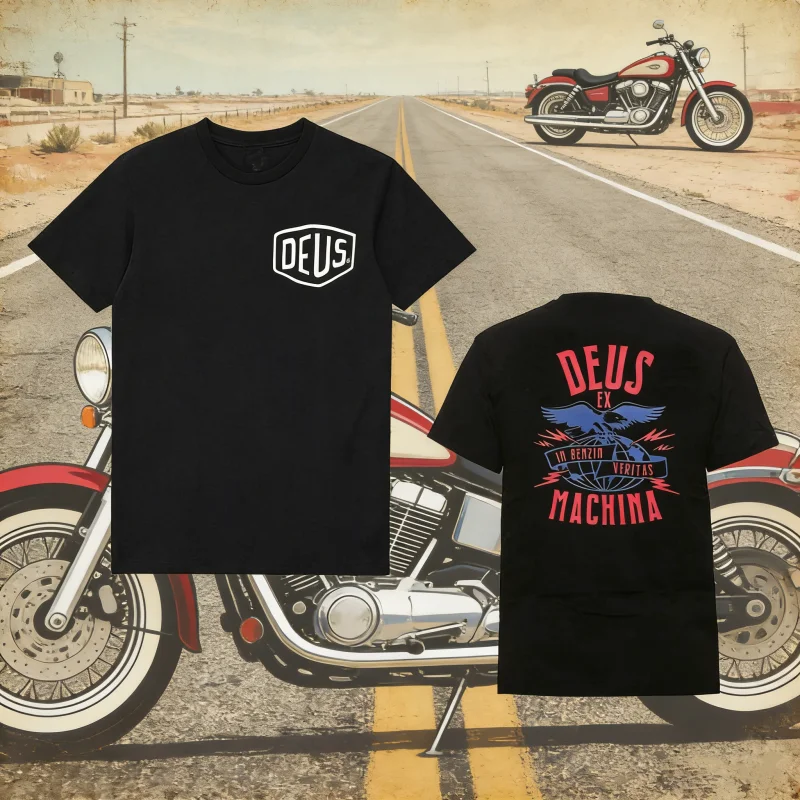 Camiseta Estampada DEUS EX MACHINA 2026 Masculina e Feminina Nova Coleção Verão Harajuku Oversized Solta Casual Manga Curta Top Y2K