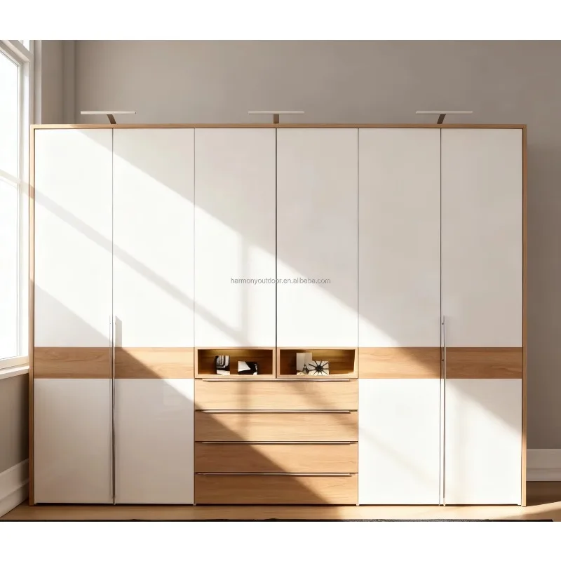 Durable Bedroom Furniture Clothes Combination Cupboards Border Modern Oak Cabinet Wardrobes Closet Organizer